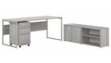 Office Suites Bush Furniture 72in W x 30in D Computer Table Desk with Storage and Assembled Mobile File Cabinet