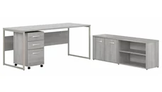 Office Suites Bush Furniture 72in W x 30in D Computer Table Desk with Storage and Assembled Mobile File Cabinet