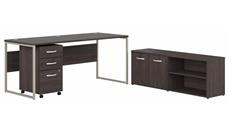Office Suites Bush Furniture 72in W x 30in D Computer Table Desk with Storage and Assembled Mobile File Cabinet
