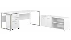 Office Suites Bush Furniture 72in W x 30in D Computer Table Desk with Storage and Assembled Mobile File Cabinet