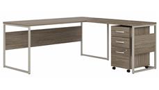 L Shaped Single Pedestal Desks Bush Furniture 72in W x 72in D L-Shaped Table Desk with Assembled Mobile File Cabinet