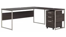 L Shaped Single Pedestal Desks Bush Furniture 72in W x 72in D L-Shaped Table Desk with Assembled Mobile File Cabinet