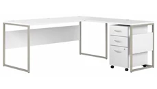 L Shaped Single Pedestal Desks Bush Furniture 72in W x 72in D L-Shaped Table Desk with Assembled Mobile File Cabinet