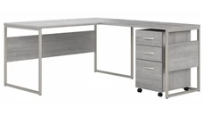 L Shaped Single Pedestal Desks Bush Furniture 60in W x 72in D L-Shaped Table Desk with Mobile File Cabinet
