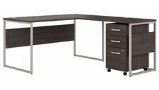 L Shaped Single Pedestal Desks Bush Furniture 60in W x 72in D L-Shaped Table Desk with Mobile File Cabinet