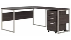 L Shaped Single Pedestal Desks Bush Furniture 60in W x 72in D L-Shaped Table Desk with Mobile File Cabinet