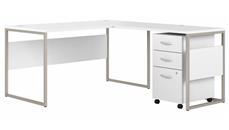 L Shaped Single Pedestal Desks Bush Furniture 60in W x 72in D L-Shaped Table Desk with Mobile File Cabinet