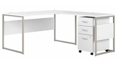L Shaped Single Pedestal Desks Bush Furniture 60in W x 72in D L-Shaped Table Desk with Mobile File Cabinet