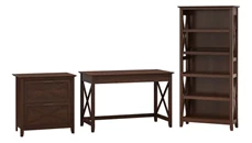 Writing Desks Bush Furniture 48in W Writing Desk with 2 Drawer Lateral File Cabinet and 5 Shelf Bookcase