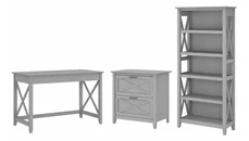 Office Suites Bush Furniture 48in W Writing Desk with 2 Drawer Lateral File Cabinet and 5 Shelf Bookcase