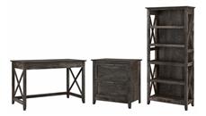 Office Suites Bush Furniture 48in W Writing Desk with 2 Drawer Lateral File Cabinet and 5 Shelf Bookcase