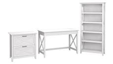 Office Suites Bush Furniture 48in W Writing Desk with 2 Drawer Lateral File Cabinet and 5 Shelf Bookcase