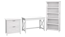 Office Suites Bush Furniture 48in W Writing Desk with 2 Drawer Lateral File Cabinet and 5 Shelf Bookcase