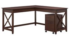L Shaped Single Pedestal Desks Bush Furniture 60in W L-Shaped Desk with Mobile File Cabinet