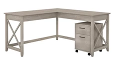 L Shaped Single Pedestal Desks Bush Furniture 60in W L-Shaped Desk with Mobile File Cabinet