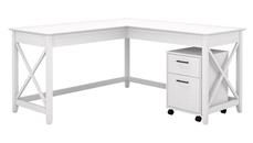 L Shaped Single Pedestal Desks Bush Furniture 60in W L-Shaped Desk with Mobile File Cabinet