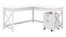 L Shaped Single Pedestal Desks Bush Furniture 60in W L-Shaped Desk with Mobile File Cabinet