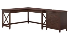 L Shaped Desks Bush Furniture 60in W L-Shaped Desk with Lateral File Cabinet