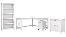 Office Suites Bush Furniture 60in W L-Shaped Desk with File Cabinets and 5 Shelf Bookcase