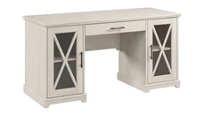 Stand-Alone Double Pedestal Desks Bush Furniture 60in W Farmhouse Desk with Storage and Keyboard Tray