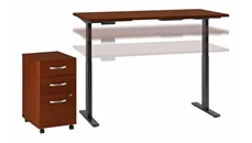 Standing Desks - Electronically Adjustable Bush Furniture 60in W x 30in D Electric Height Adjustable Standing Desk with Mobile File Cabinet