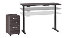 Standing Desks - Electronically Adjustable Bush Furniture 6ft W x 30in D Electric Height Adjustable Standing Desk with Mobile File Cabinet