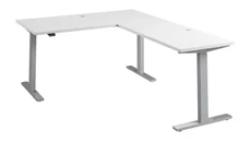 Standing Desks - Electronically Adjustable Bush Furniture 60in W Height Adjustable L-Shaped Standing Desk