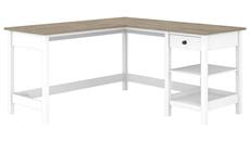 L Shaped Single Pedestal Desks Bush Furniture 60in W L-Shaped Computer Desk with Storage