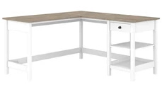 L Shaped Single Pedestal Desks Bush Furniture 60in W L-Shaped Computer Desk with Storage