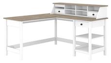 L Shaped Single Pedestal Desks Bush Furniture 60in W L-Shaped Computer Desk with Desktop Organizer