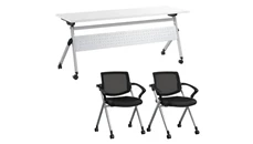 Training Tables Bush Furniture 72in W Nesting Training Table and 2 Nesting Chairs with Arms