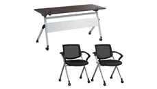 Training Tables Bush Furniture 60in W Nesting Training Table with Powered Grommets and 2 Chairs with Arms