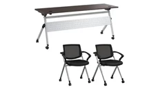 Training Tables Bush Furniture 72in W Nesting Training Table with Powered Grommets and 2 Chairs with Arms