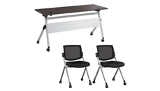 Training Tables Bush Furniture 60in W Nesting Training Table with Powered Grommets and 2 Chairs