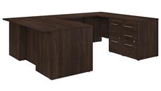 U Shaped Desks Bush Furniture 72in W U-Shaped Executive Desk with 3 Drawer File Cabinet - Assembled, and 2 Drawer File Cabinet - Assembled