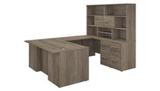 U Shaped Desks Bush Furniture 72in W U-Shaped Executive Desk with 3 Drawer File Cabinet - Assembled, 2 Drawer File Cabinet - Assembled, and Hutch