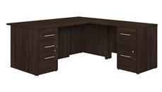 L Shaped Double Pedestal Desks Bush Furniture 72in W L-Shaped Executive Desk with 3 Drawer File Cabinet and 2 Drawer File Cabinet