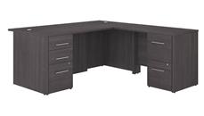 L Shaped Double Pedestal Desks Bush Furniture 72in W L-Shaped Executive Desk with 3 Drawer File Cabinet - Assembled, and 2 Drawer File Cabinet - Assembled