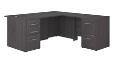 L Shaped Double Pedestal Desks Bush Furniture 72in W L-Shaped Executive Desk with 3 Drawer File Cabinet - Assembled, and 2 Drawer File Cabinet - Assembled