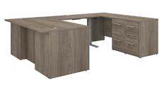 Standing Desks - Electronically Adjustable Bush Furniture 6ft W Height Adjustable U-Shaped Executive Desk with 2 Drawer File Cabinet - Assembled, and 3 Drawer File Cabinet - Assembled