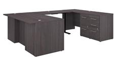Standing Desks - Electronically Adjustable Bush Furniture 6ft W Height Adjustable U-Shaped Executive Desk with 2 Drawer File Cabinet - Assembled, and 3 Drawer File Cabinet - Assembled