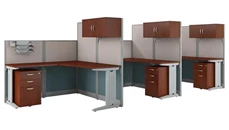 Cubicles Bush Furniture 3 Person L-Shaped Cubicle Desks with Storage, Drawers, and Organizers