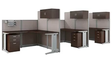 Cubicles Bush Furniture 3 Person L-Shaped Cubicle Desks with Storage, Drawers, and Organizers