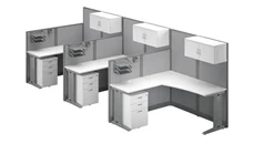 Cubicles Bush Furniture 3 Person L-Shaped Cubicle Desks with Storage, Drawers, and Organizers