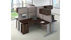 Cubicles Bush Furniture 4 Person L-Shaped Cubicle Desks with Storage, Drawers, and Organizers