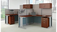 Cubicles Bush Furniture 2 Person L-Shaped Cubicle Desks with Storage, Drawers, and Organizers