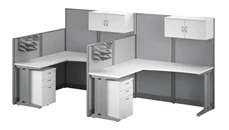 Cubicles Bush Furniture 2 Person L-Shaped Cubicle Desks with Storage, Drawers, and Organizers