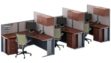 Cubicles Bush Furniture 3 Person L-Shaped Cubicle Desks with Storage, Drawers, and Organizers