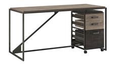 Stand-Alone Single Pedestal Desks Bush Furniture 62in W Industrial Desk with 3 Drawer Mobile File Cabinet