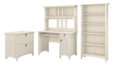 Office Suites Bush Furniture Mission Desk with Hutch, Lateral File Cabinet and 5 Shelf Bookcase